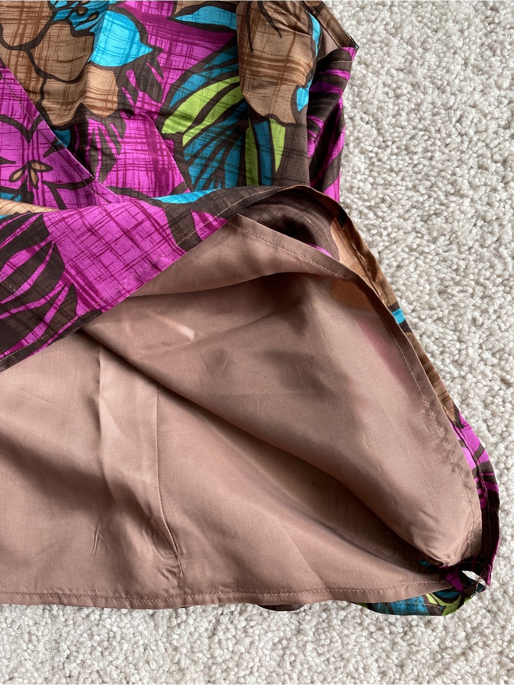 Valerie Stevens Separates Silk Floral Pink Blue Brown V-Cut Sleeveless Top - XL - Picture 7 of 10